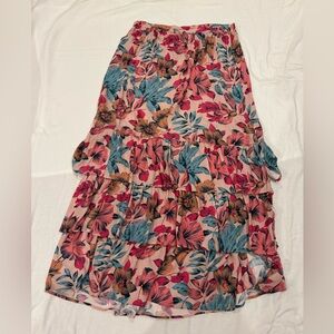 Floral Tiered Skirt - Pink and Blue
Size XL 3 lengths